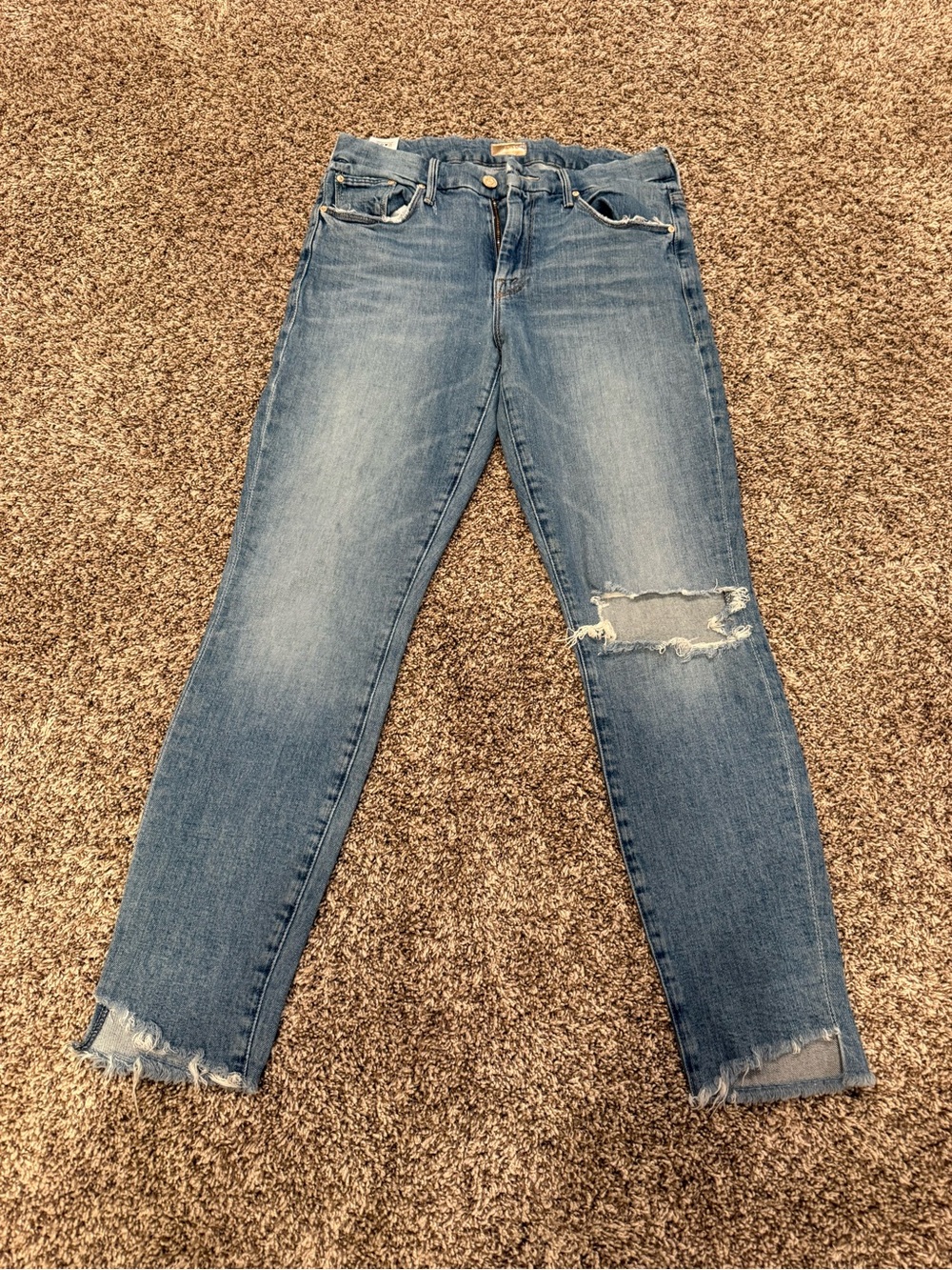 MOTHER The Looker Ankle Step Fray Jeans Womens 29 Exposed Secret Sister Distress